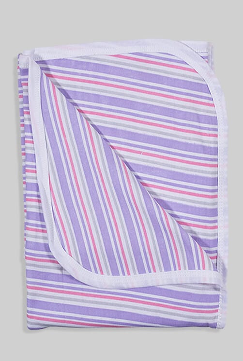 Double-Sided Summer Knit Blanket - Purple Stripes