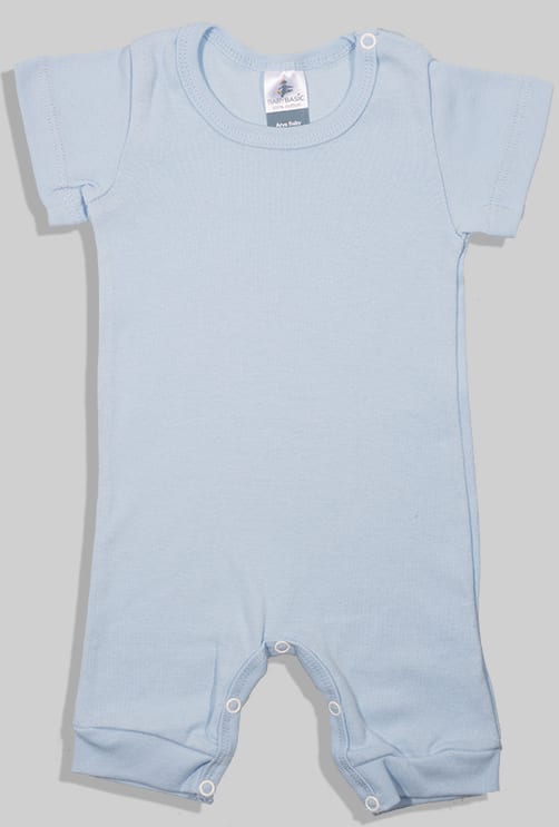 Set of 2 - Short Zipsuits - Dots Solid - Sky Blue (3-24 Months)