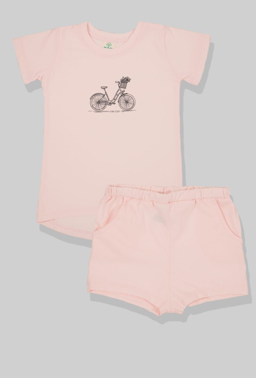 Nursery Set - Top & Pants - Bicycle - Light Pink (2-5 Years)