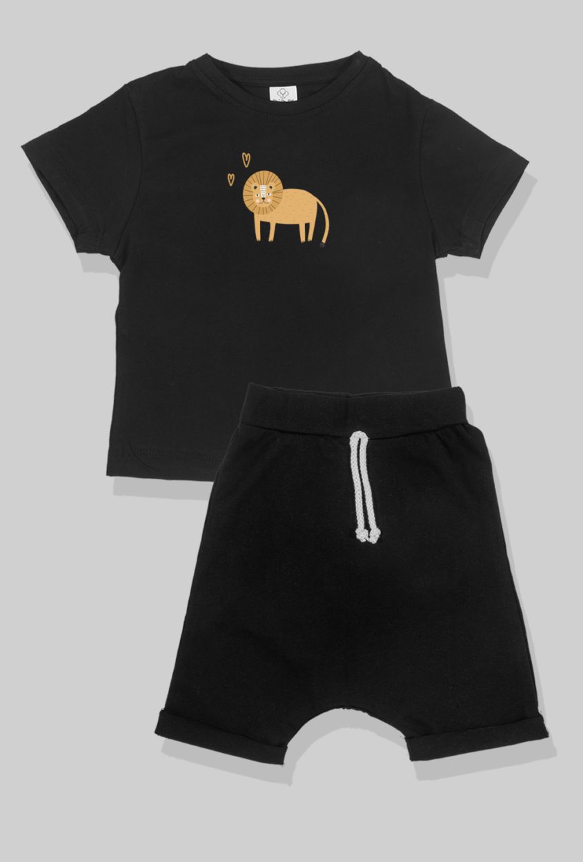 Nursery Set - Top & Pants - Lion - Black (2-5 Years)