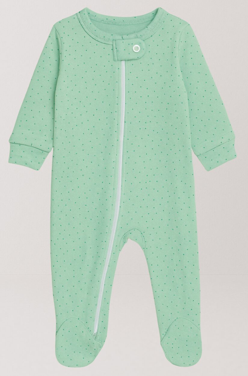4-Pack Double Zip Flannel Rompers - Plain & Dots | Various Sizes