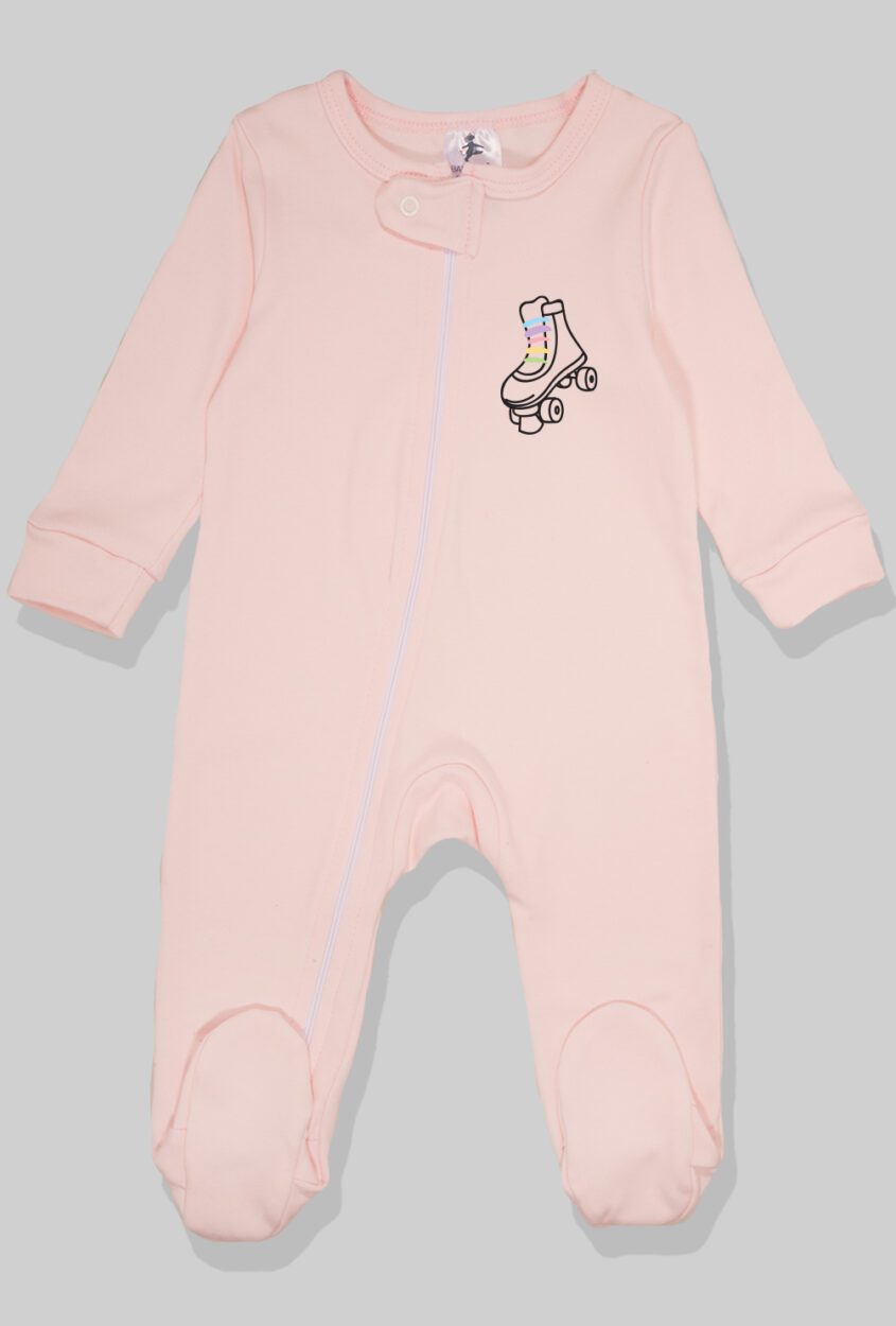 Set of 5 - Double-Zip Flannel Zipsuits | Unicorn | Rainbow | Flower | Roller Blades | Love (0-12 Months)