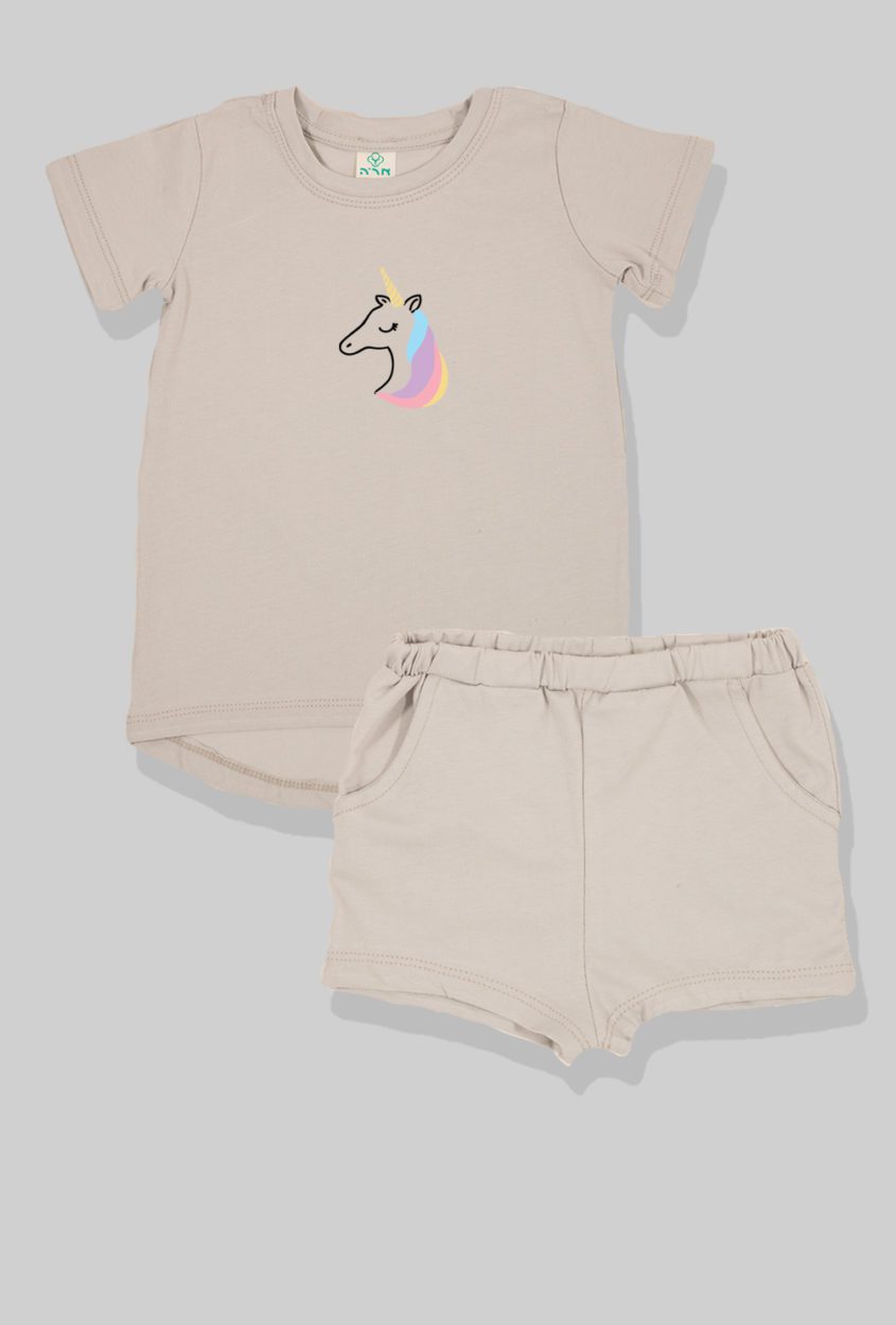 Nursery Set - Top & Pants - Unicorn - Light Gray (2-5 Years)