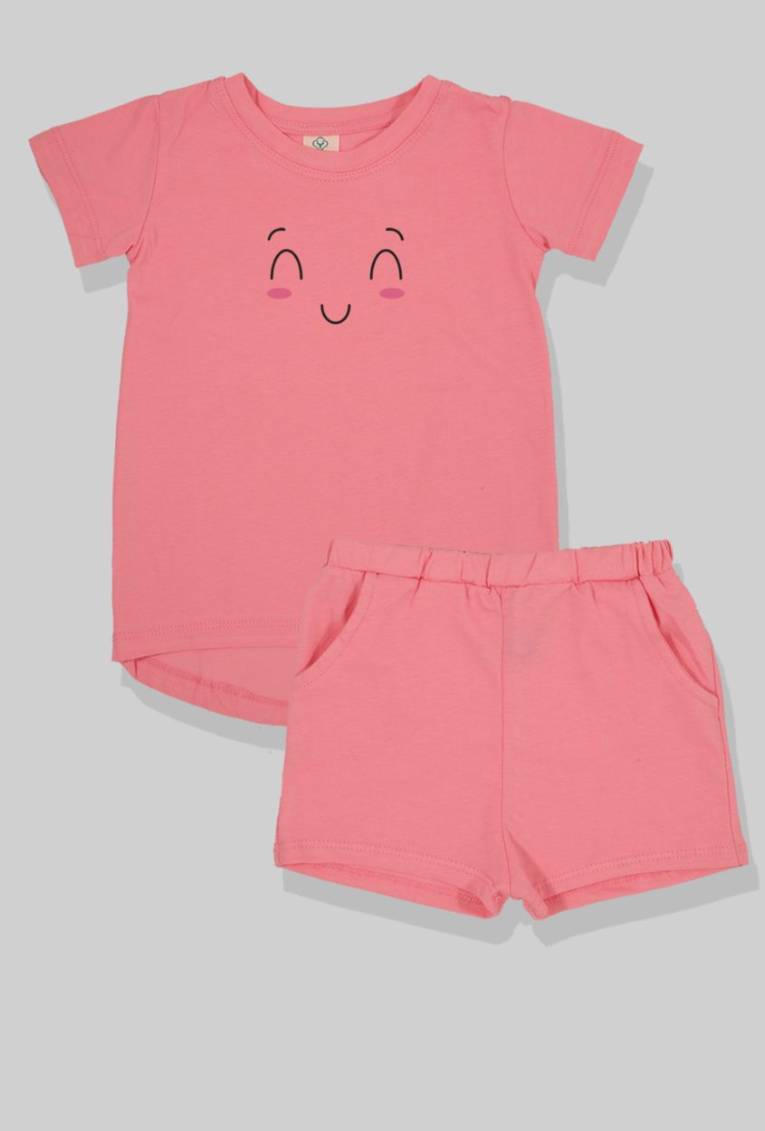 Nursery Set - Top & Pants - Smiley - Pink (2-5 Years)