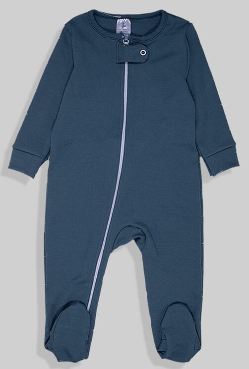 Double-Zip Flannel Zipsuit - Blue Solid (0-12 Months)