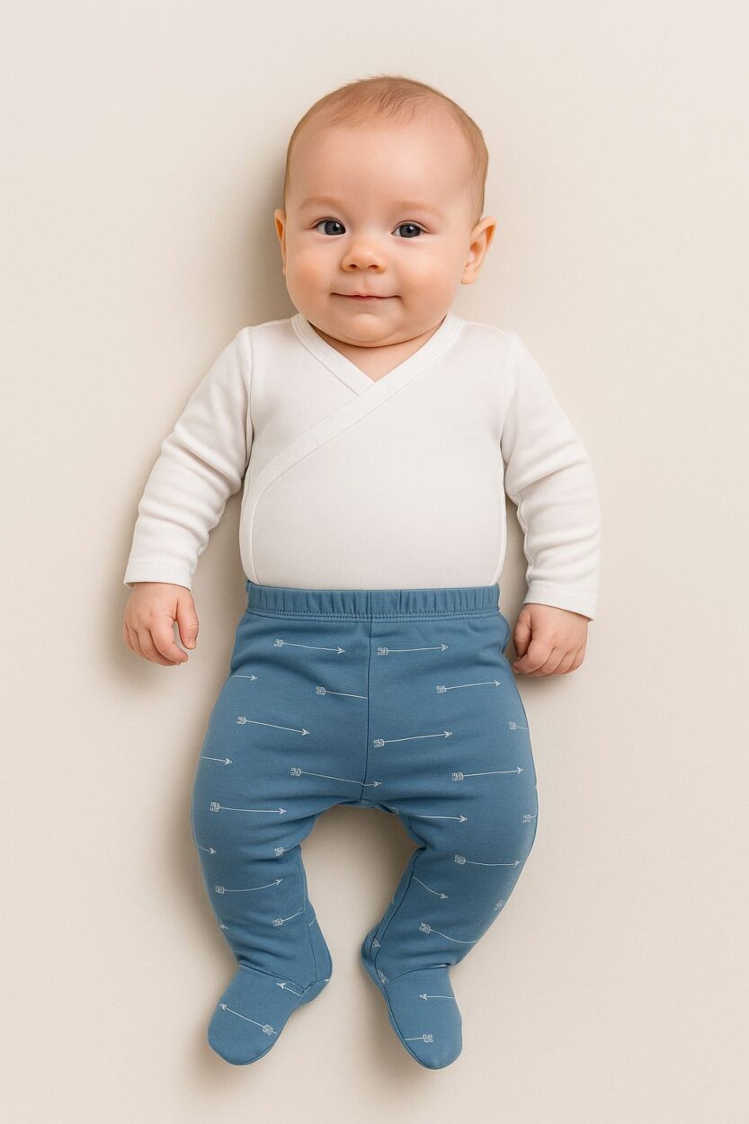 Envelope Bodysuit & Footie Set Flannel - White | Blue Arrows (0-3M)