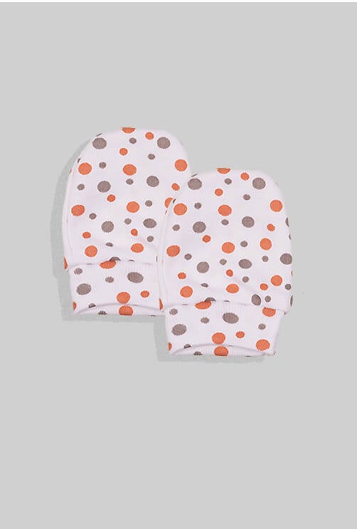 Baby Mittens & Hat - White Dots Base