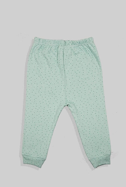 Long Sleeve Flannel Sleepsuit Set - Dots - Green (3 Months Up to 2.5 Years)