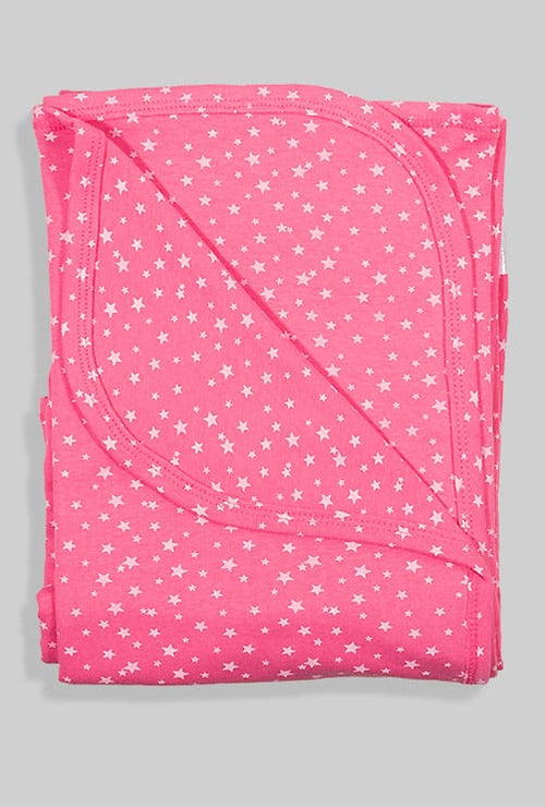 Double-Sided Summer Knit Blanket - Pink Stars