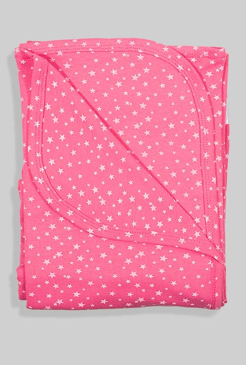 Double-Sided Summer Knit Blanket - Pink Stars