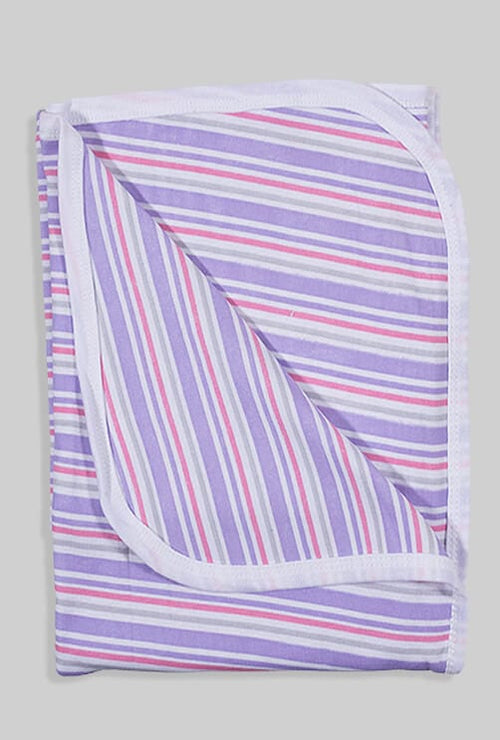 Double-Sided Summer Knit Blanket - Purple Stripes