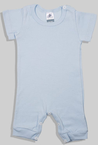 Set of 2 - Short Zipsuits - Dots Solid - Sky Blue (3-24 Months)