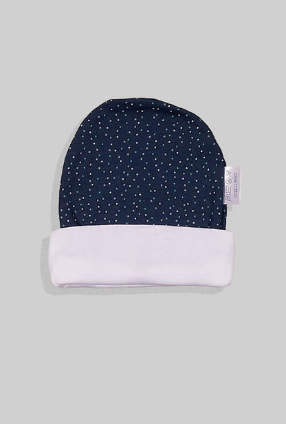 Baby Mittens & Hat - Blue Dots Base (0-3M)