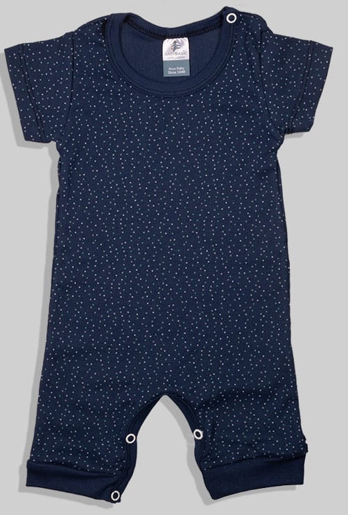 Set of 2 - Short Zipsuits - Dots Solid - Sky Blue (3-24 Months)