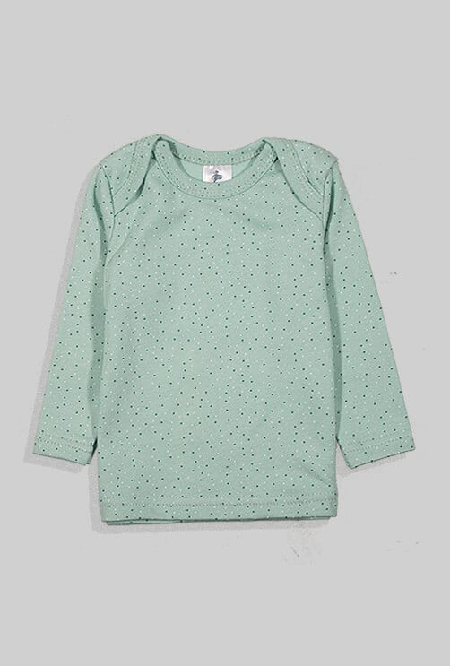 Long Sleeve Flannel Sleepsuit Set - Dots - Green (3 Months Up to 2.5 Years)