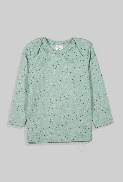 Long Sleeve Flannel Sleepsuit Set - Dots - Green (3 Months Up to 2.5 Years)