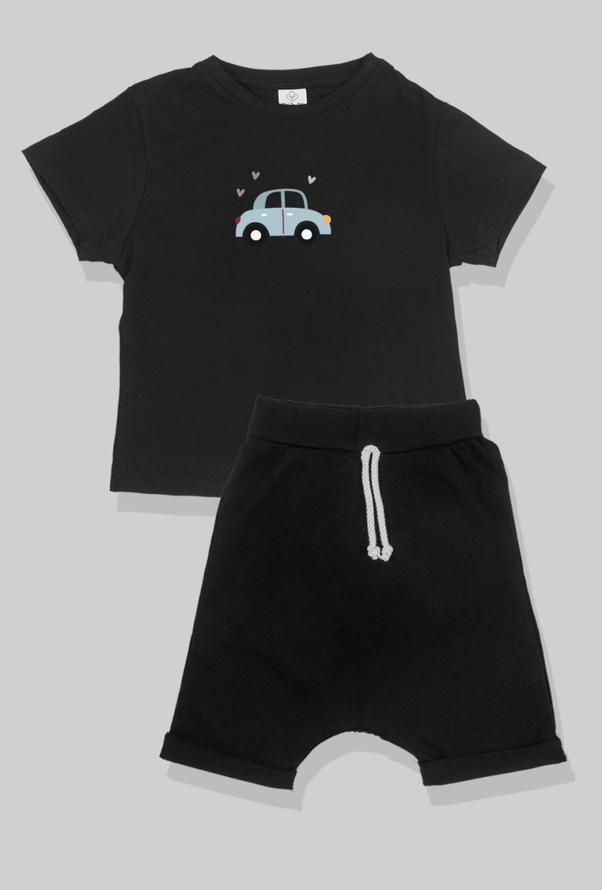 Nursery Set - Top & Pants - Car - Black (2-5 Years)