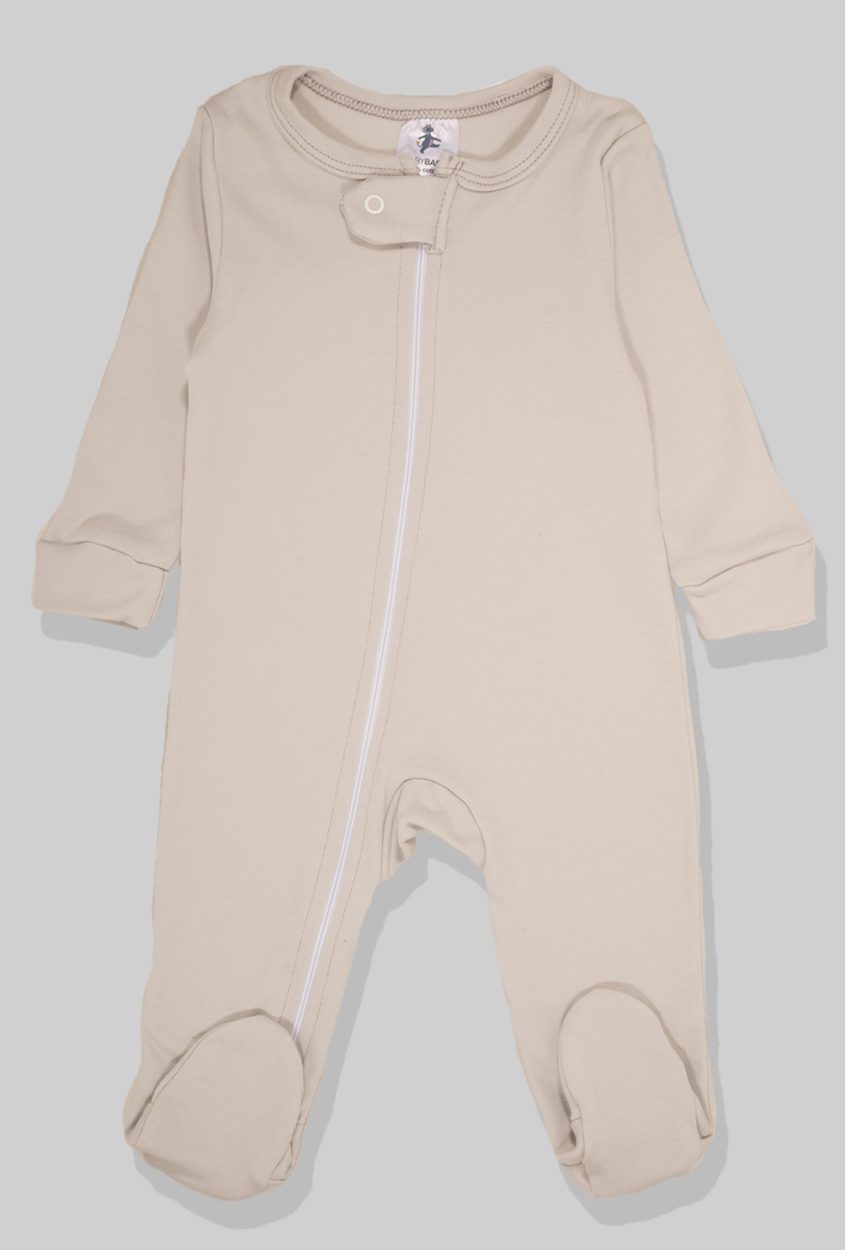 Double-Zip Flannel Zipsuit - Light Gray Solid (0-12 Months)