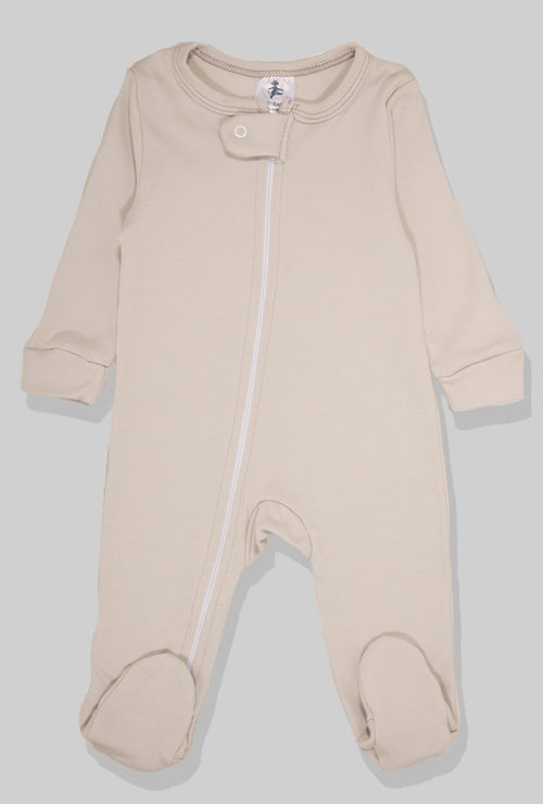Double-Zip Flannel Zipsuit - Light Gray Solid (0-12 Months)