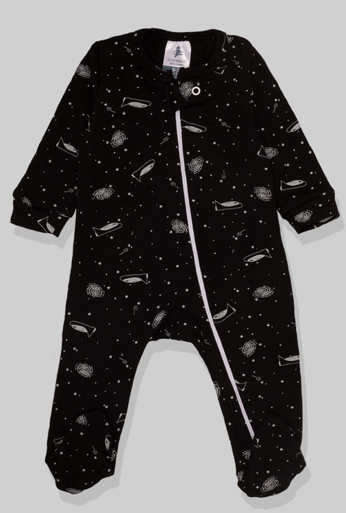 Double-Zip Flannel Zipsuit - Rockets (0-6 Months)