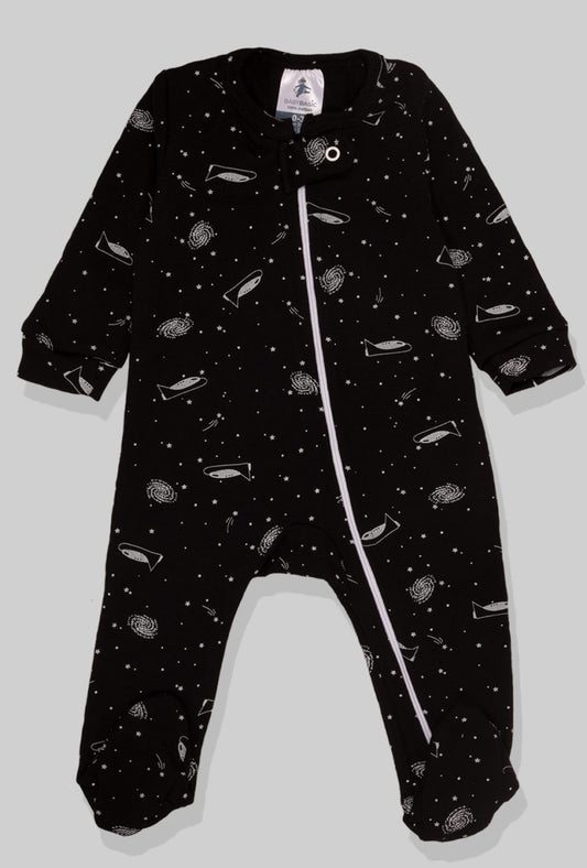 Double-Zip Flannel Zipsuit - Rockets (0-6 Months)