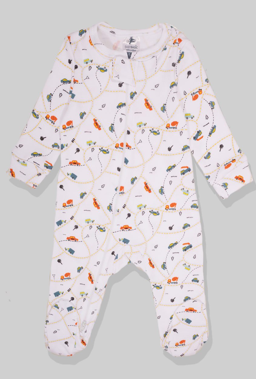3-Pack Double Zip Jersey Rompers - Helicopter & Cars (0-3M)