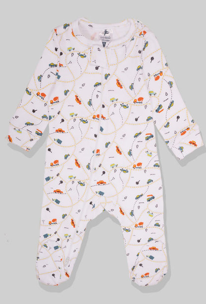 3-Pack Double Zip Jersey Rompers - Helicopter & Cars (0-3M)