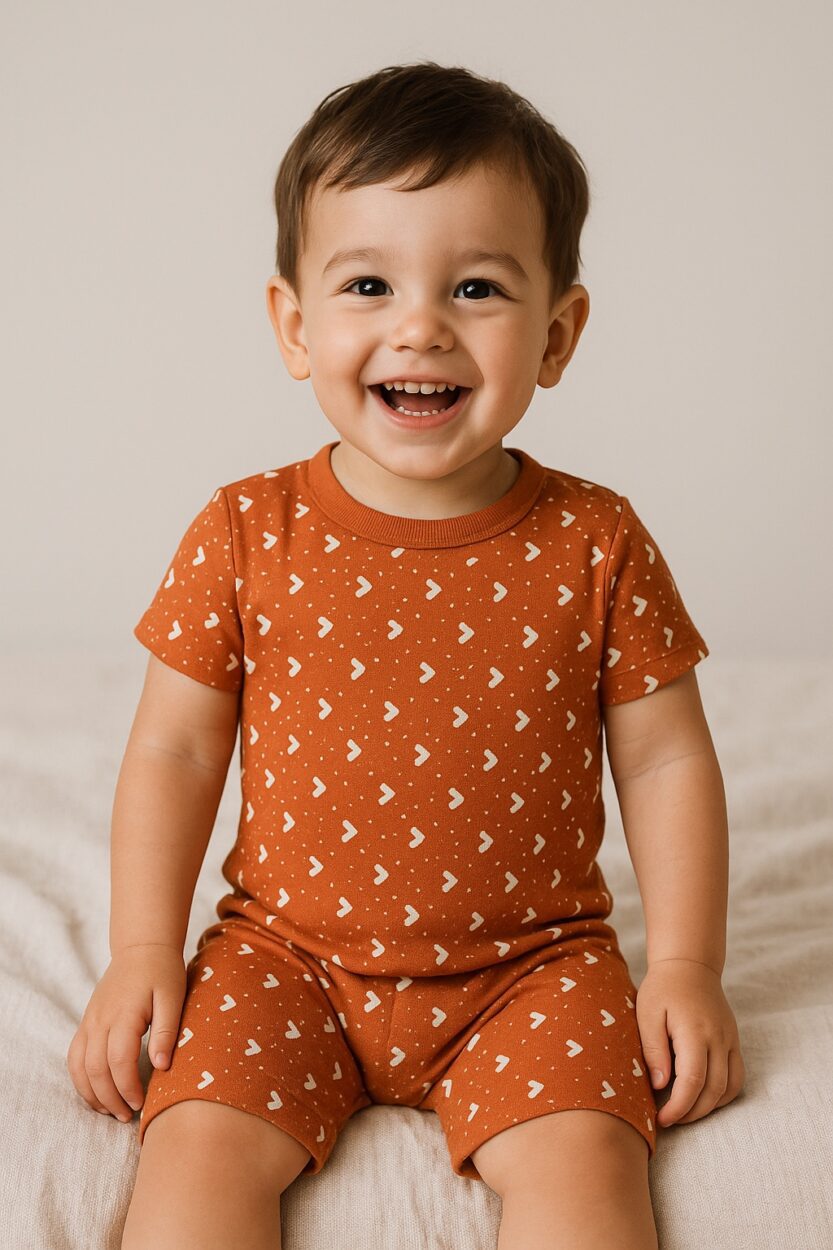 Short Zipsuit - Brown - Triangles (3-24 Months)