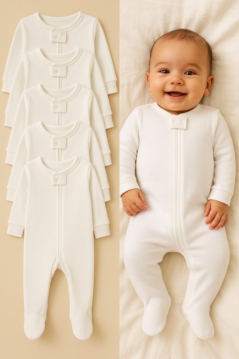 5-Pack Flannel/Jersey Double Zip Rompers | 0-3M
