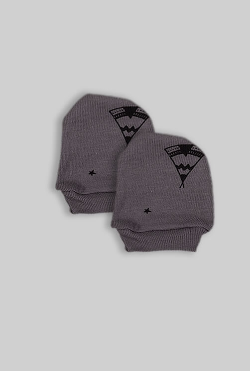Baby Mittens - Grey Tents Base (0-3M)