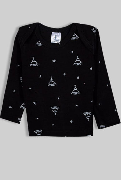 Long Sleeve Flannel Sleepsuit - Tents - Black (3 Months - 2.5 Years)