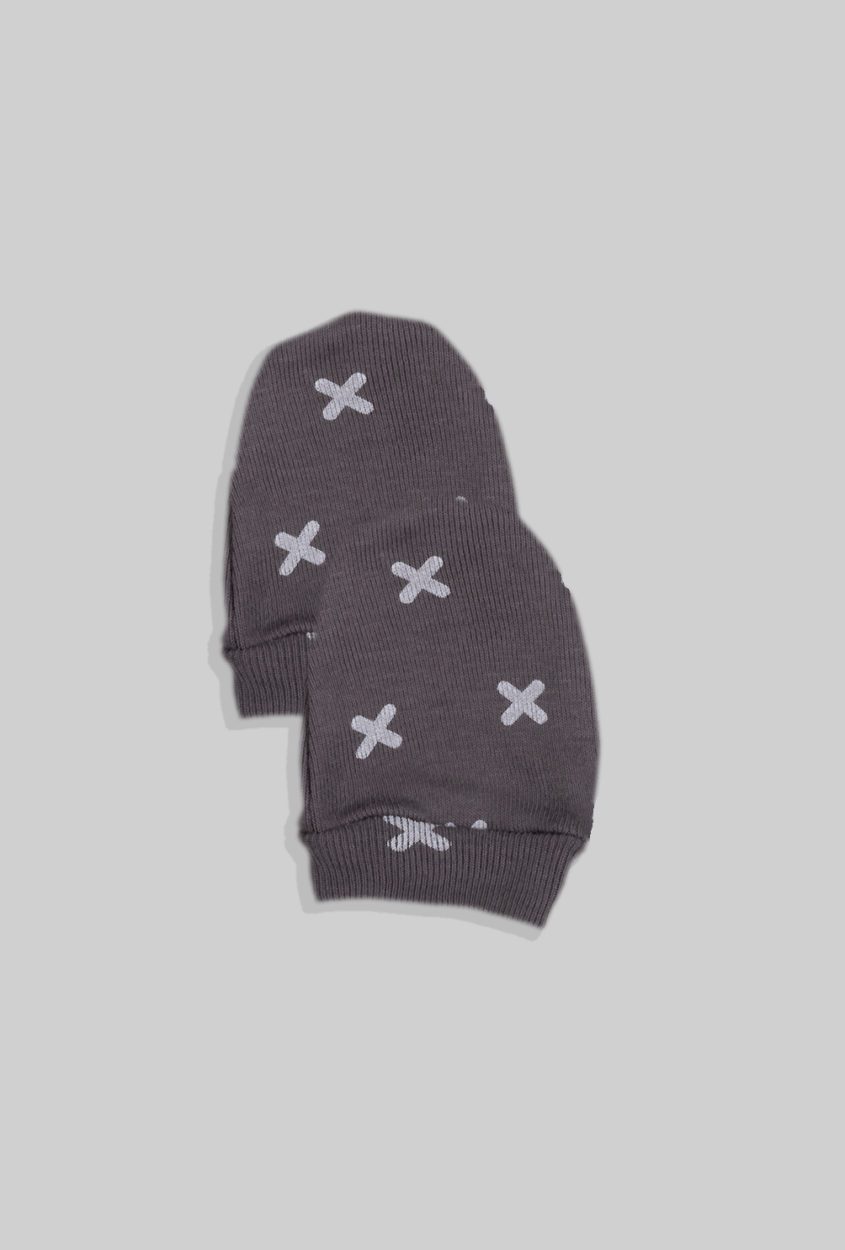 2-Pack Baby Mittens - Plusses - Black Grey (0-3M)