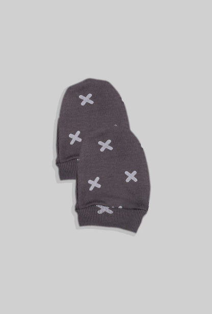2-Pack Baby Mittens - Plusses - Black Grey (0-3M)