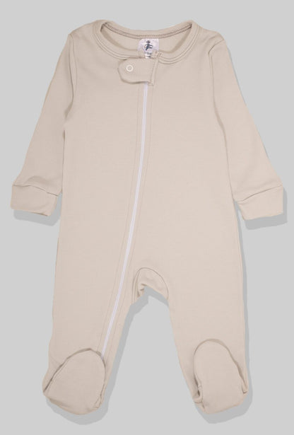 Set of 3 - Double-Zip Flannel Zipsuits - Heart | Balloon | Solid (0-12 Months)