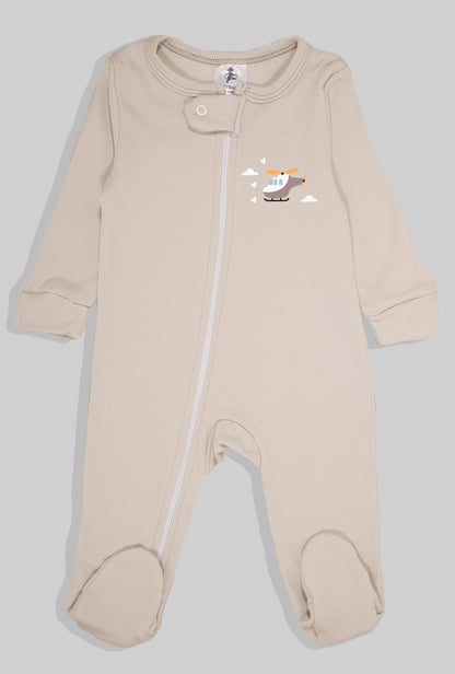 Set of 2 - Double-Zip Flannel Zipsuits - Helicopter & Tents (0 Up to 1 Year)