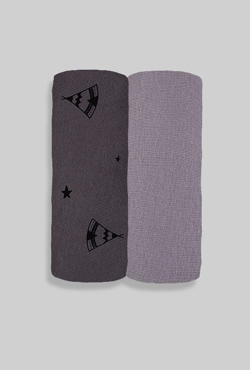 2-Pack Fitted Sheets - Plain Grey | Black Teepee - Cot / Toddler Bed | Cradle | Stroller