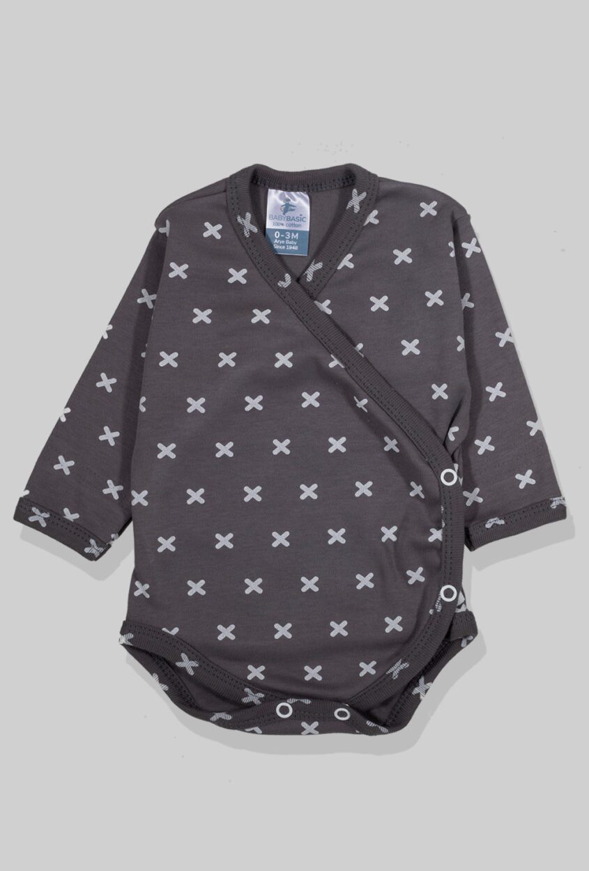 Envelope Bodysuit & Footie Set Flannel - Grey Plusses (0-3M)