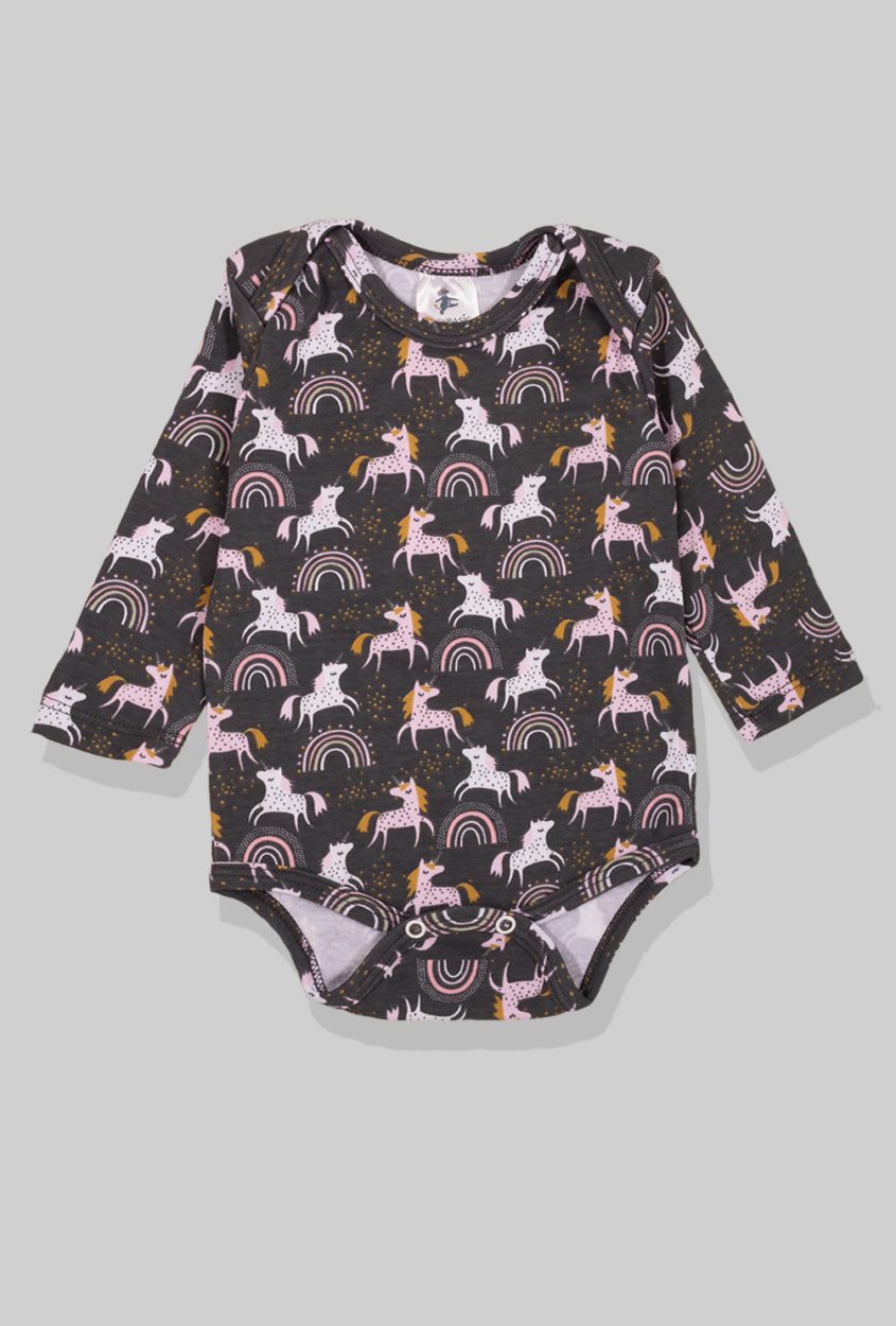 Footie Set/Pants Open & Bodysuit Flannel - Unicorn (0-2 Years)