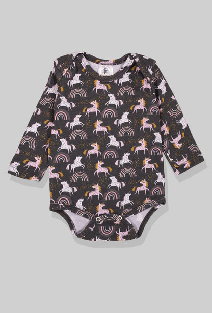 Footie Set/Pants Open & Bodysuit Flannel - Unicorn (0-2 Years)