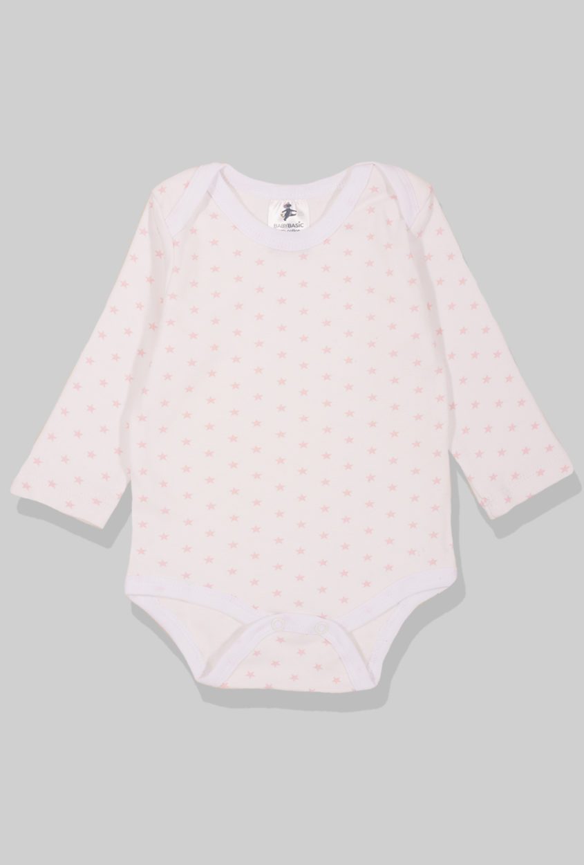 Flannel Open-Leg Pants & Bodysuit Set - Small Pink Stars (0-2 Years)