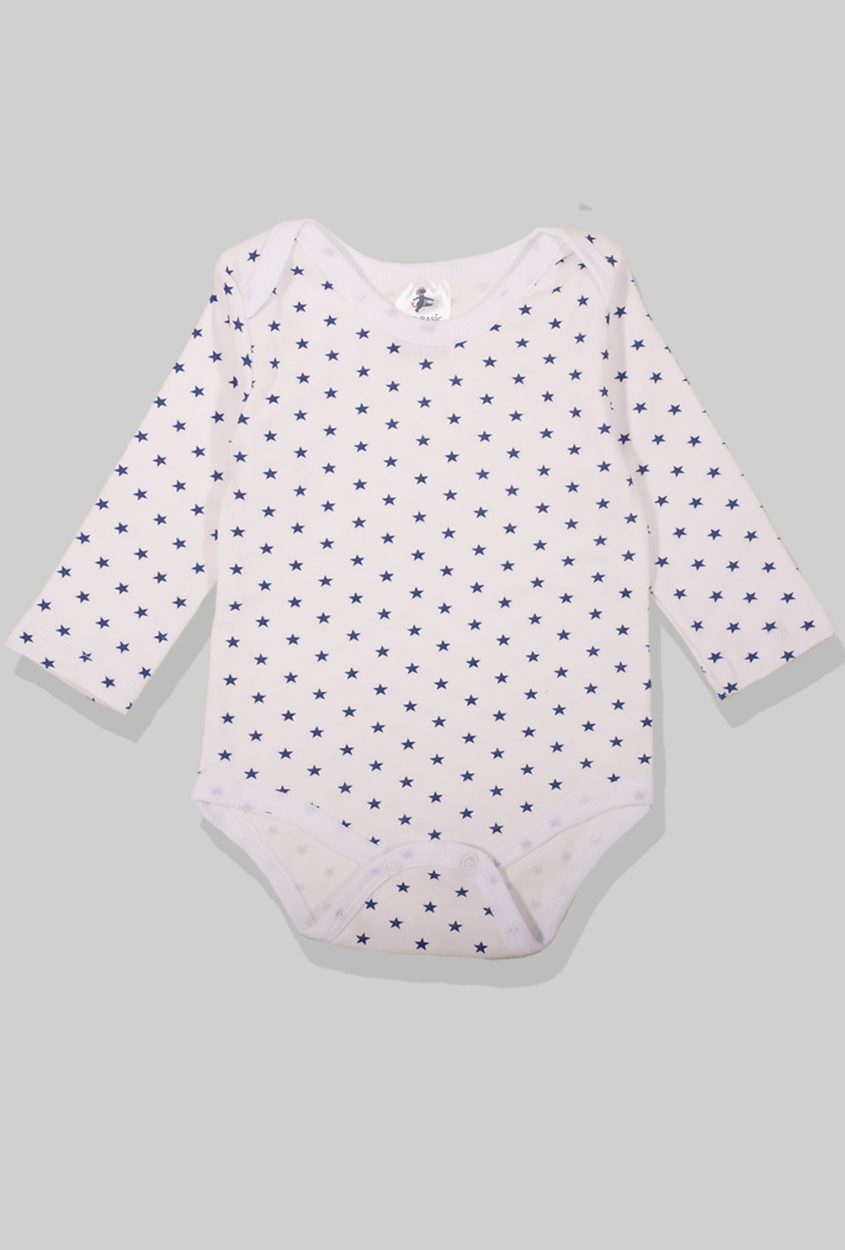 Flannel Open-Leg Pants & Bodysuit Set - Small Blue Stars (0-2 Years)