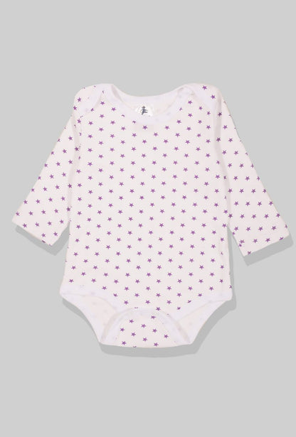 Flannel Open-Leg Pants & Bodysuit Set - Small Purple Stars (0-2 Years)