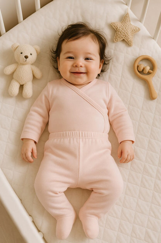 Envelope Bodysuit & Footie Set Flannel/Jersey - Plain Pink (0-3M)
