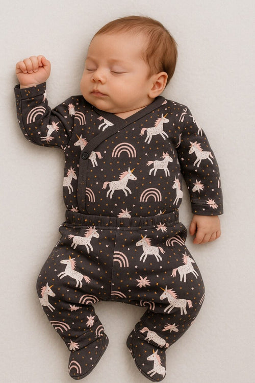 Envelope Bodysuit & Footie Set Jersey - Unicorn (0-3M)