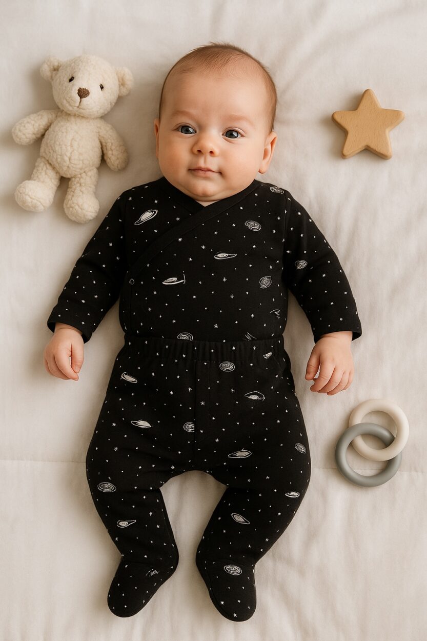 Envelope Bodysuit & Footie Set Flannel - Spaceships (0-3M)