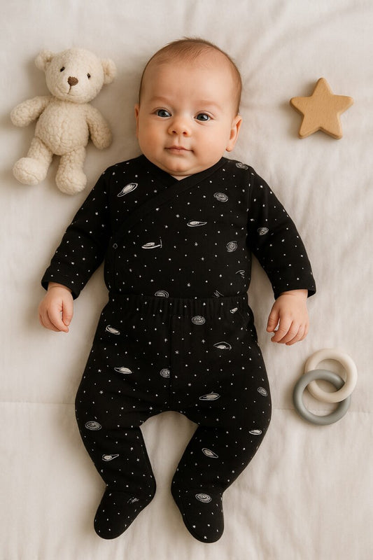 Envelope Bodysuit & Footie Set Flannel - Spaceships (0-3M)