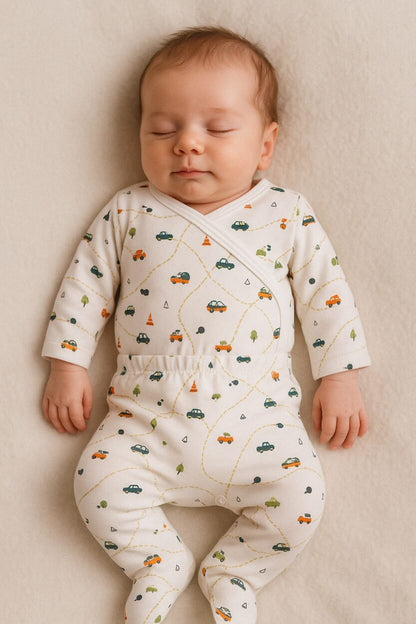 Envelope Bodysuit & Footie Set Jersey - Cars (0-3M)