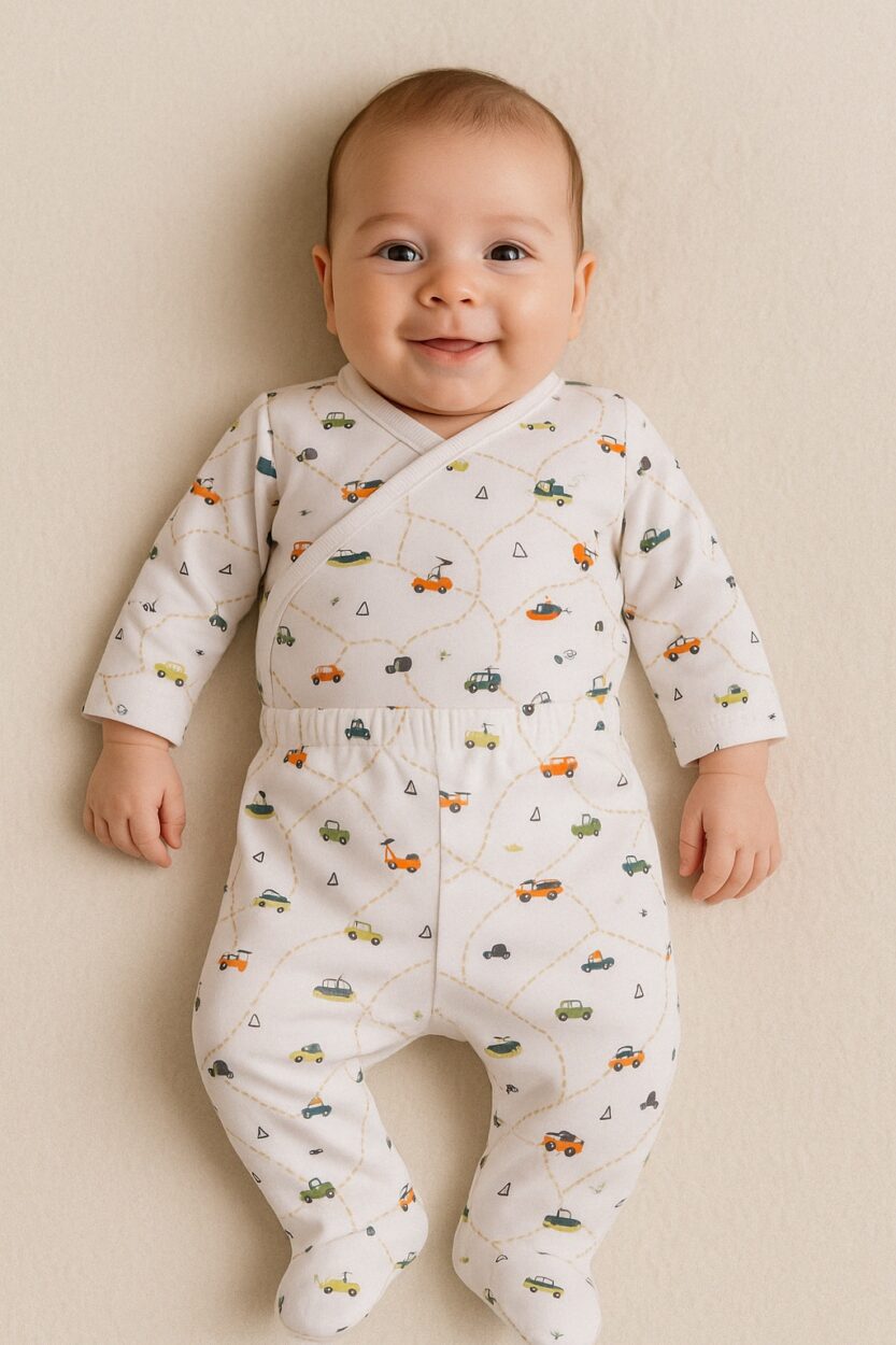 Envelope Bodysuit & Footie Set Jersey - Cars (0-3M)