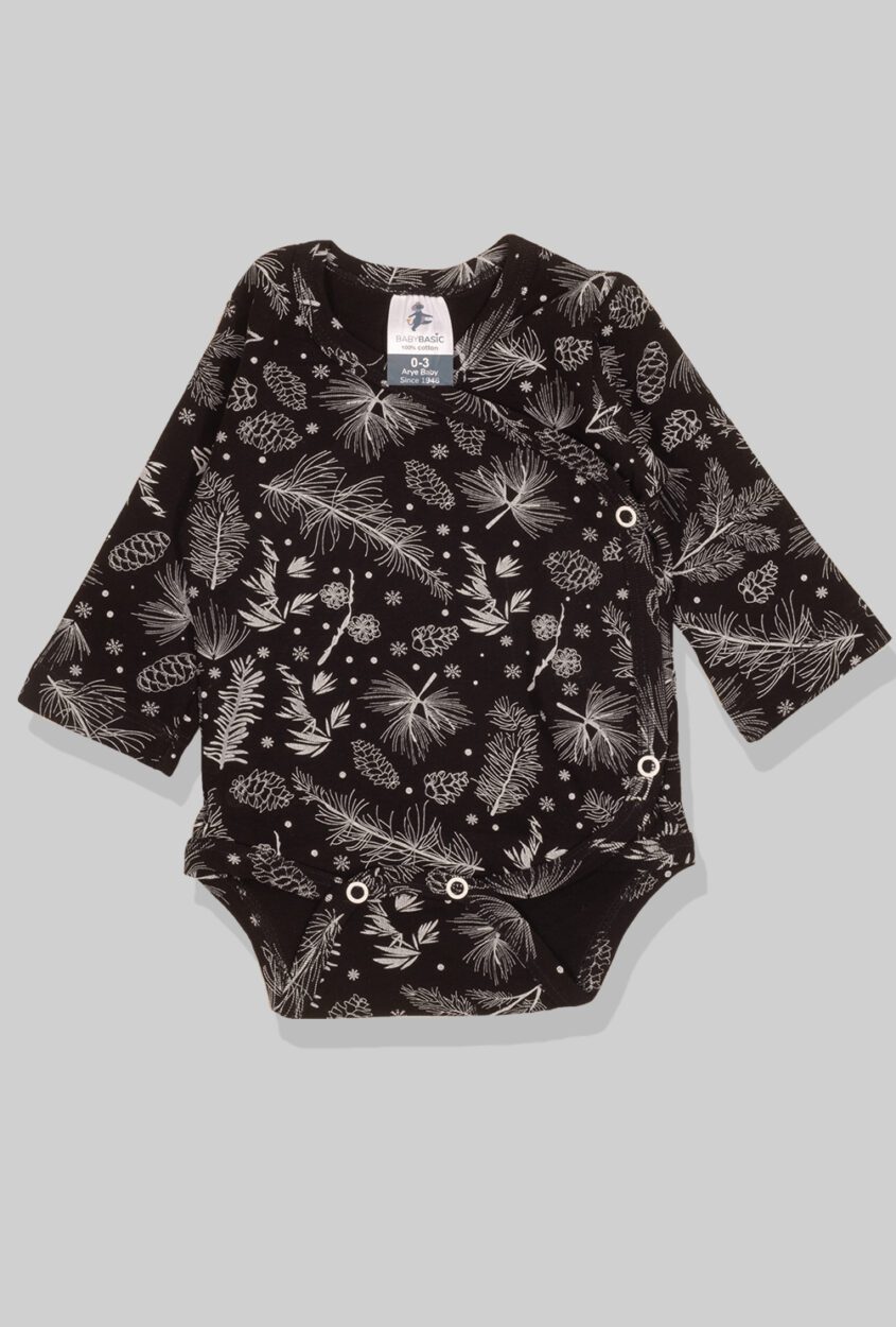 Envelope Bodysuit & Footie Set Jersey - Black Flowers (0-3M)