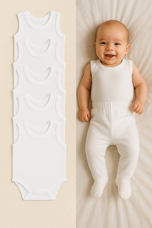 Sleeveless Jersey Bodysuits | 5-Pack | 0-3M